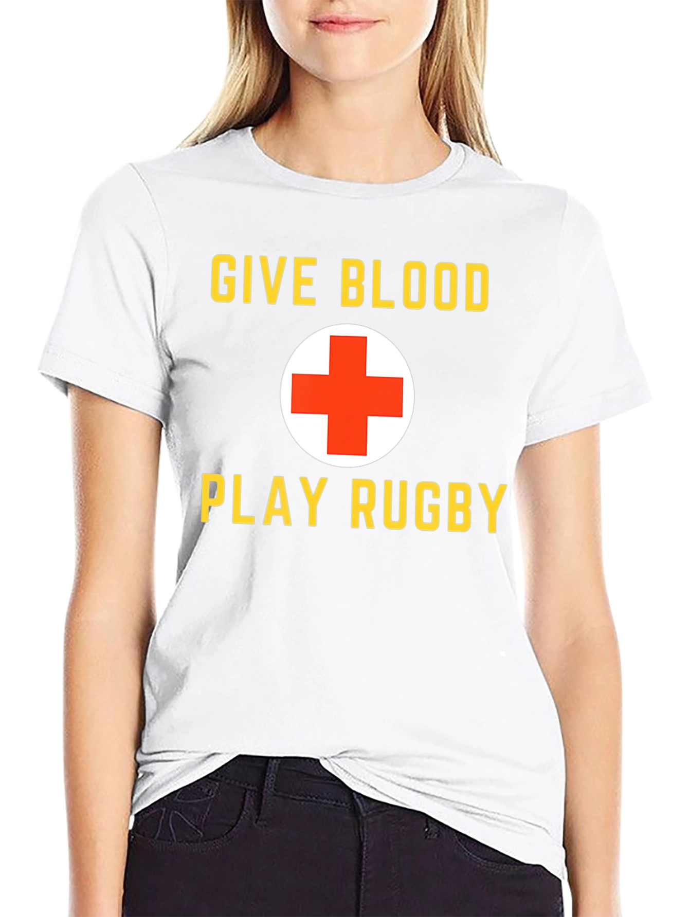Give Blood Play Rugby Black Graphic T-Shirt