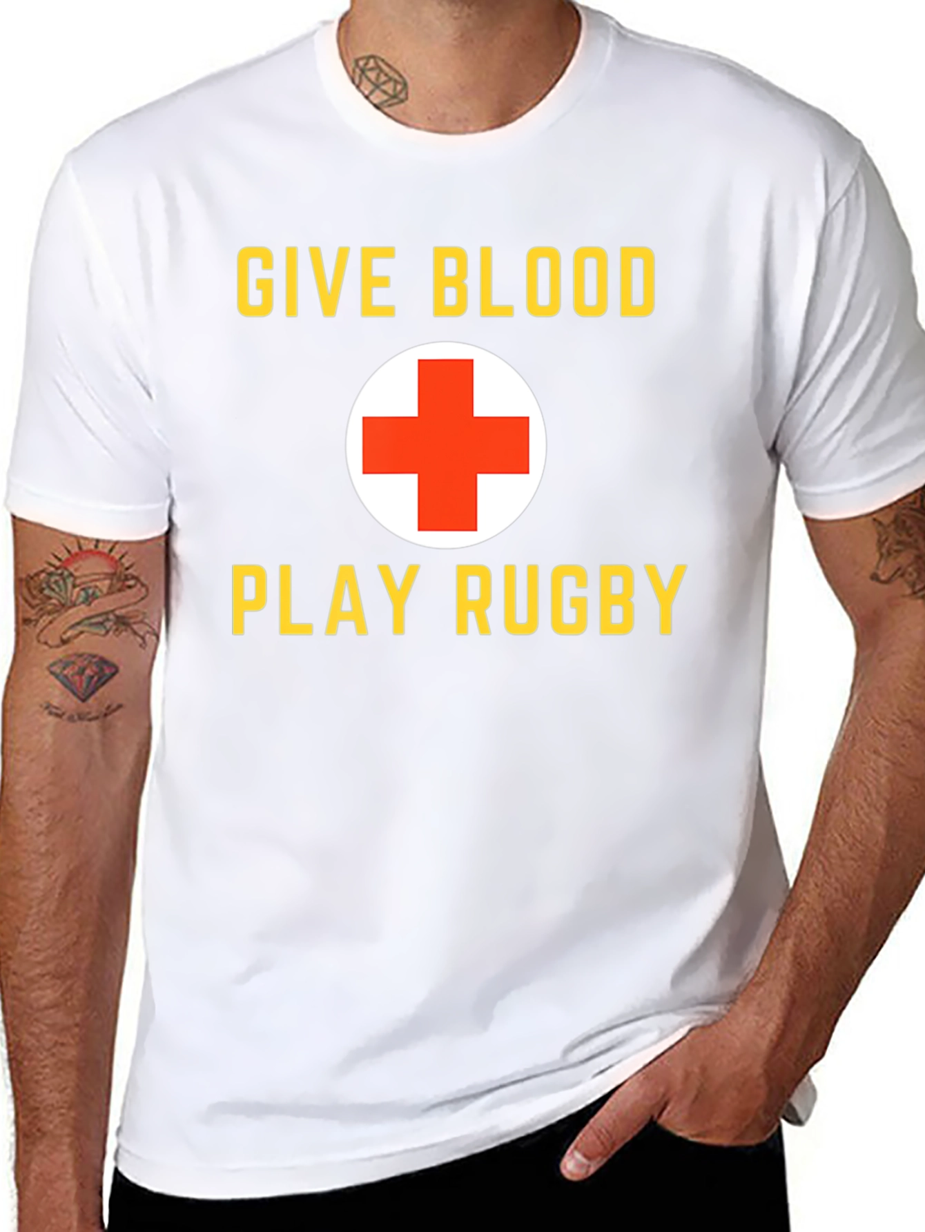 Give Blood Play Rugby Black Graphic T-Shirt