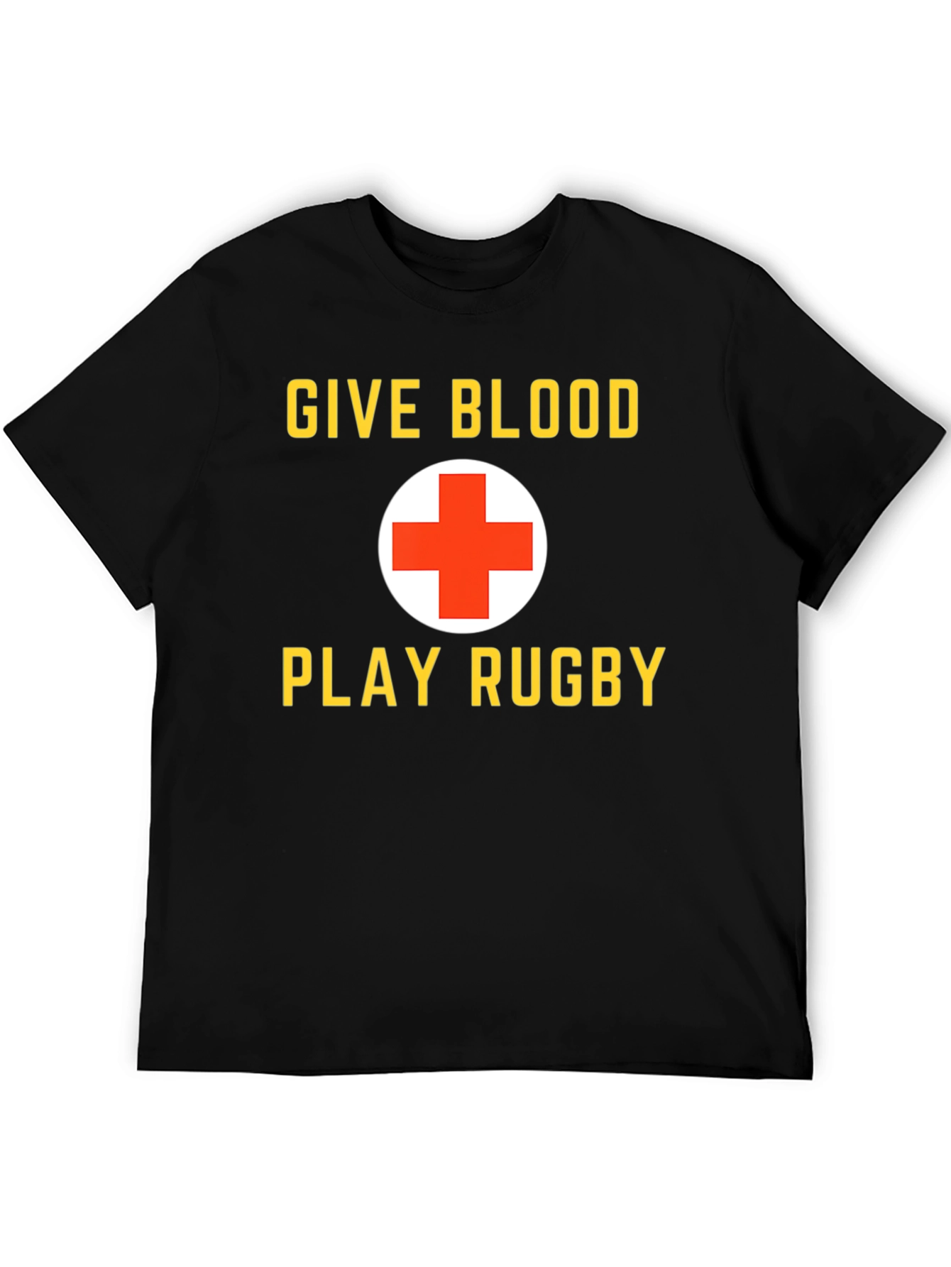 Give Blood Play Rugby Black Graphic T-Shirt
