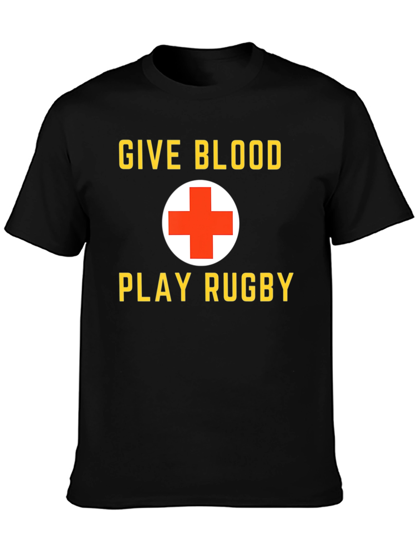 Give Blood Play Rugby Black Graphic T-Shirt