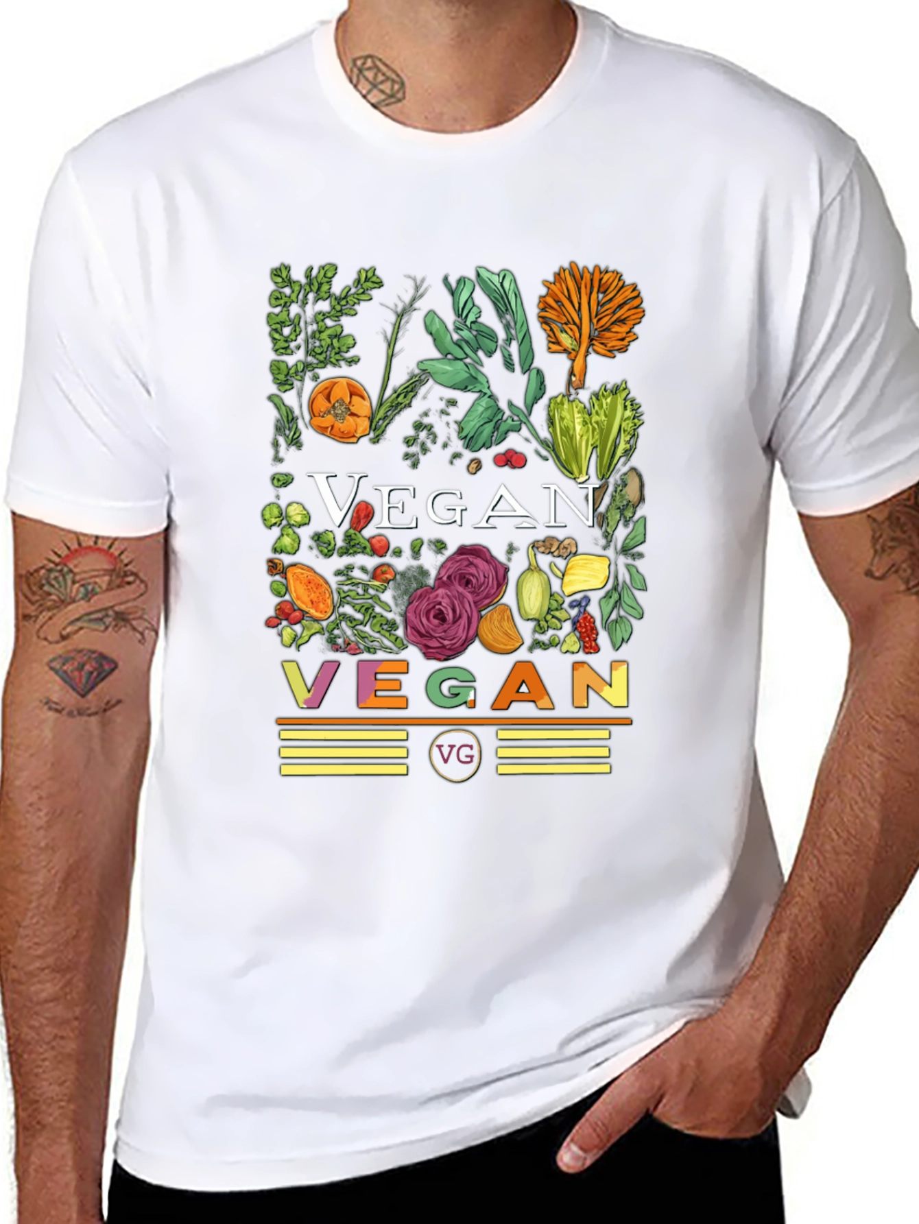 Vegan Floral T-Shirt - Black Graphic Tee