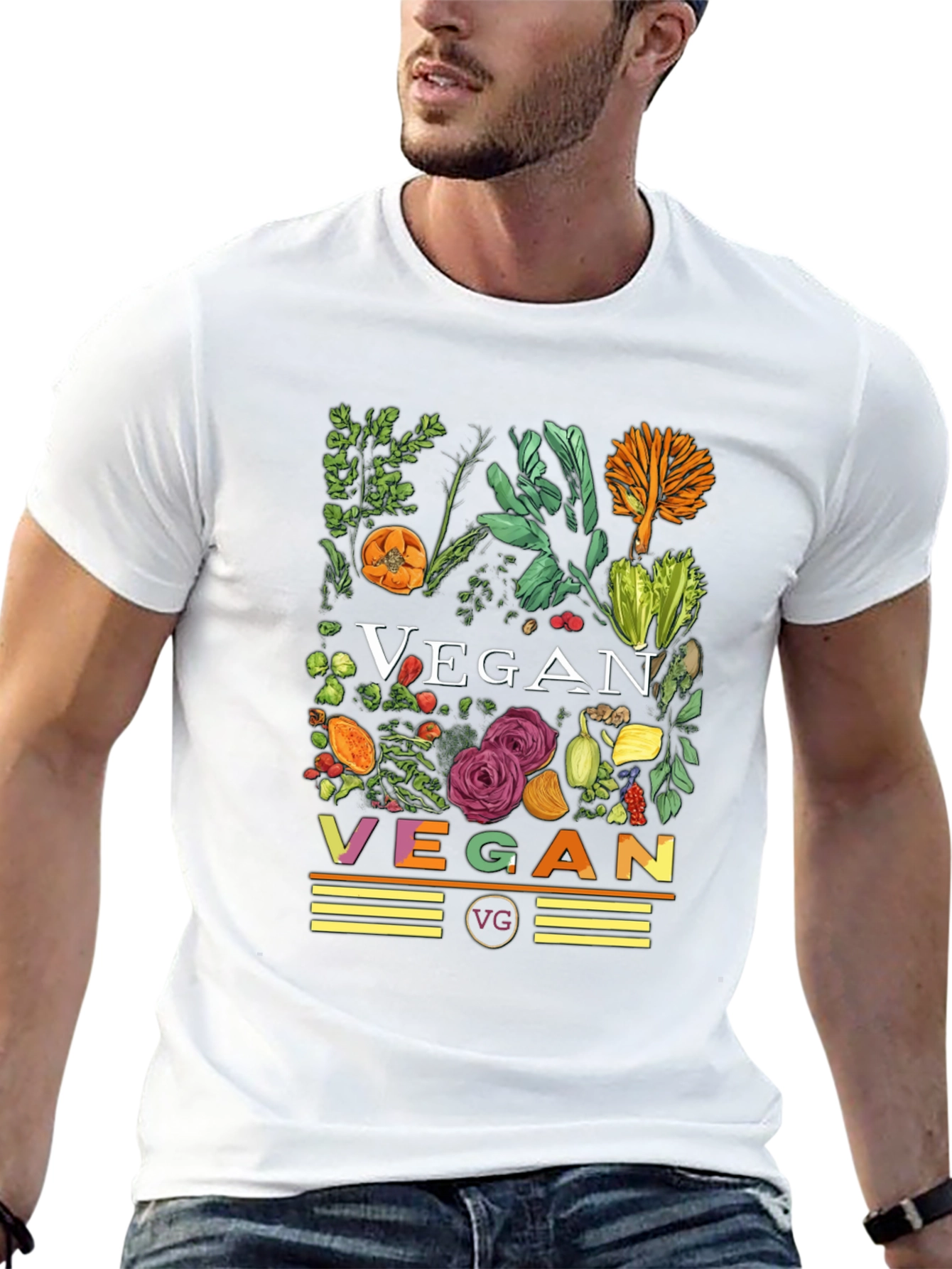 Vegan Floral T-Shirt - Black Graphic Tee