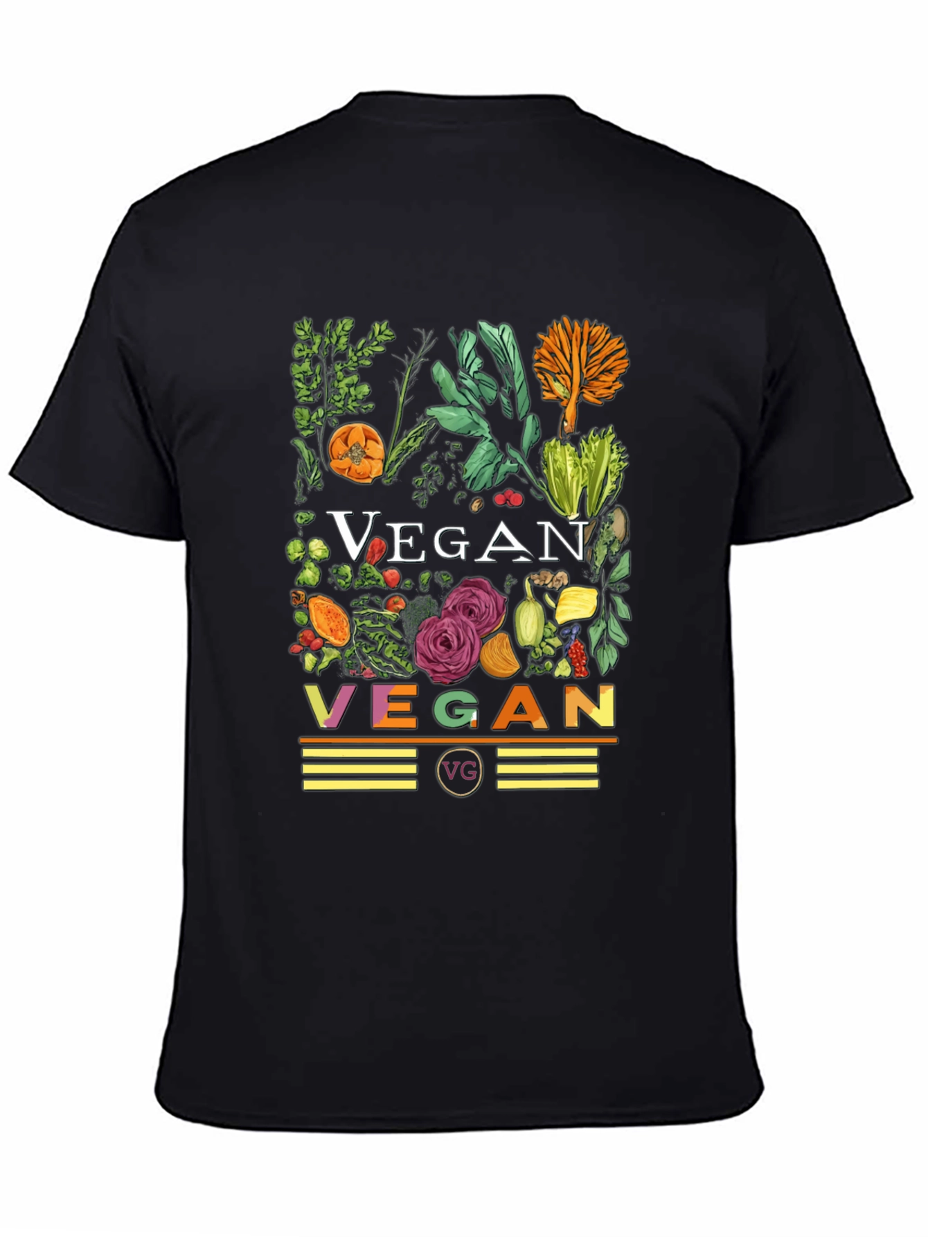 Vegan Floral T-Shirt - Black Graphic Tee