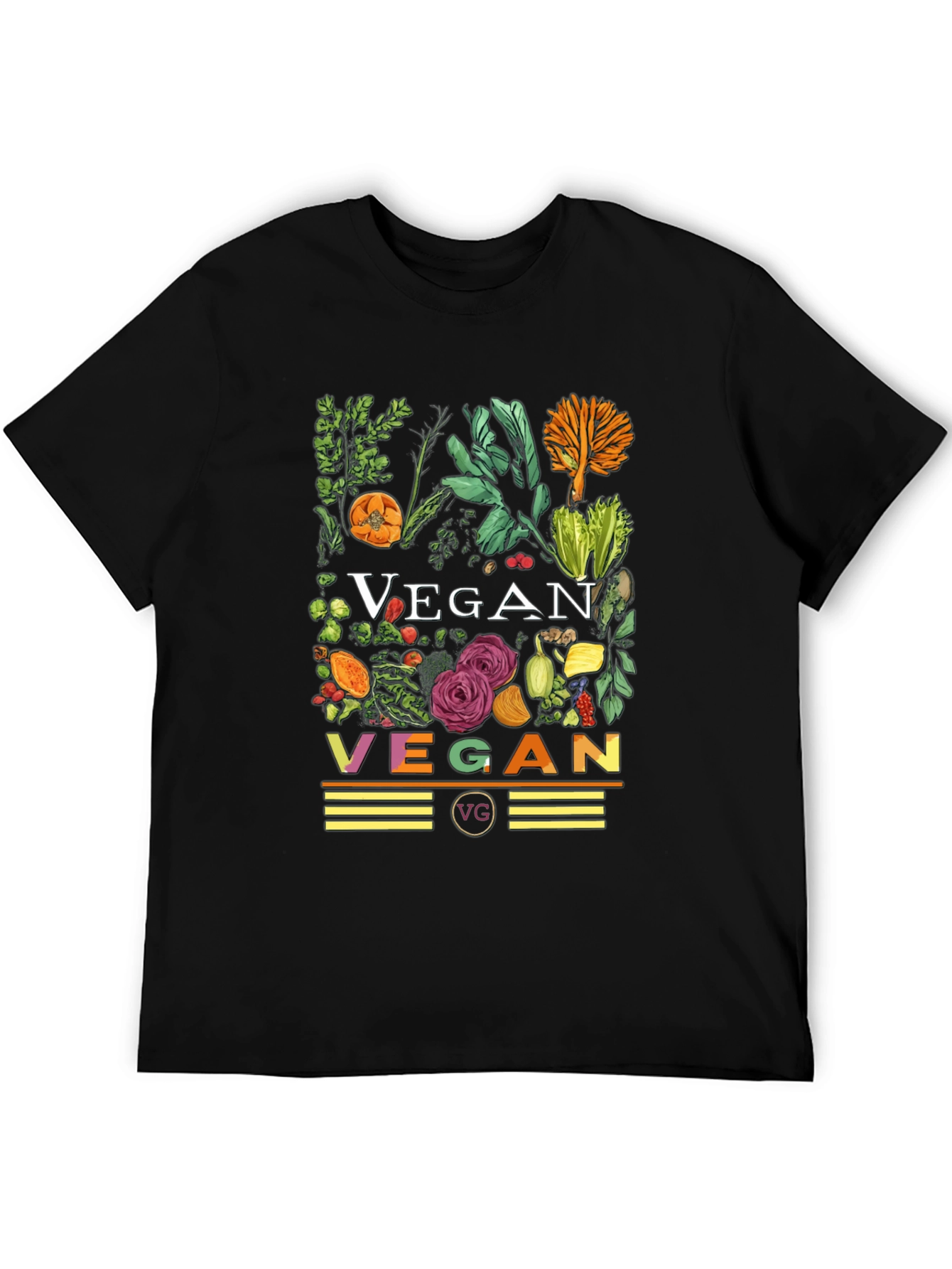 Vegan Floral T-Shirt - Black Graphic Tee