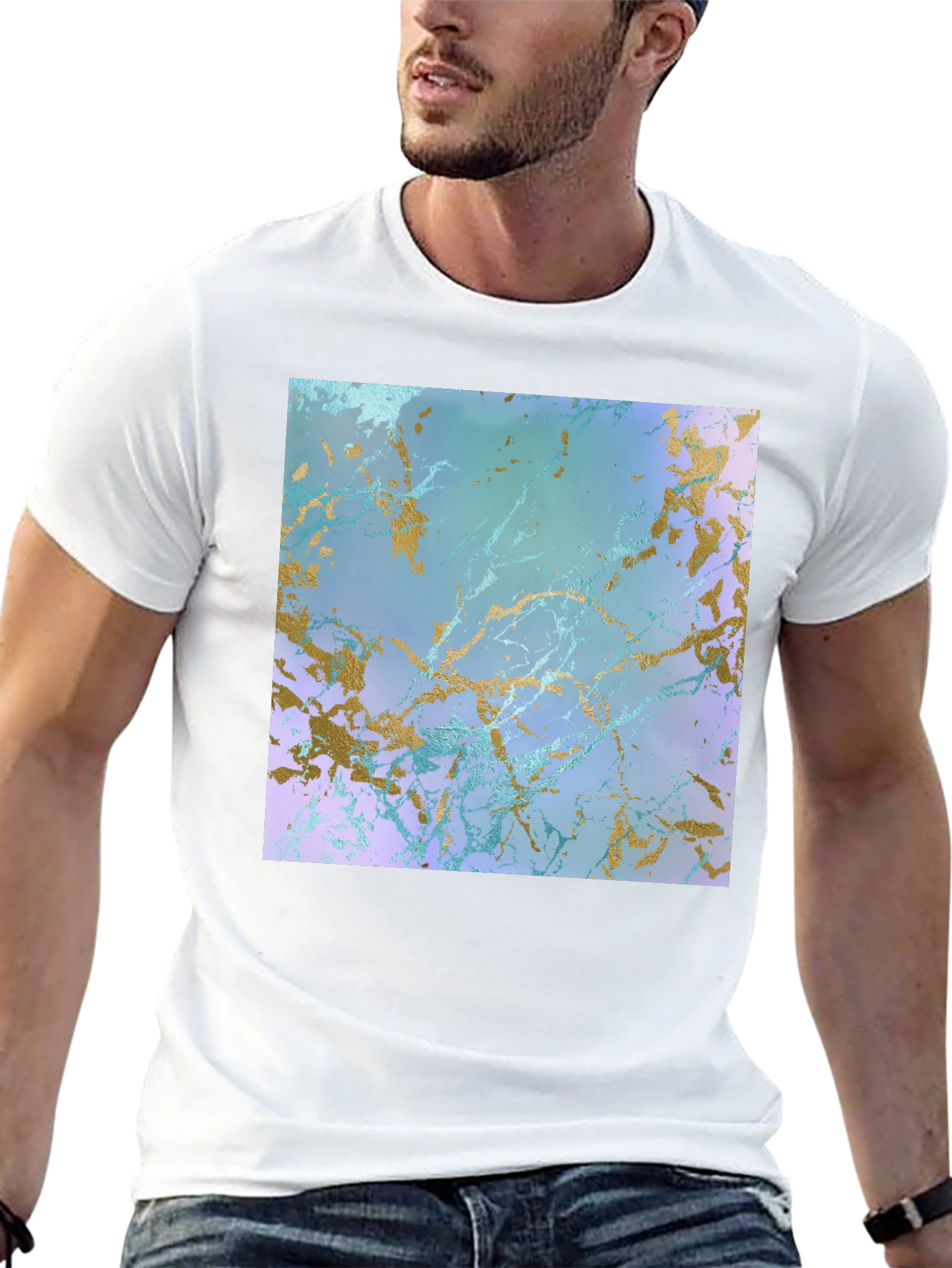 Abstract Marble Print Black T-Shirt