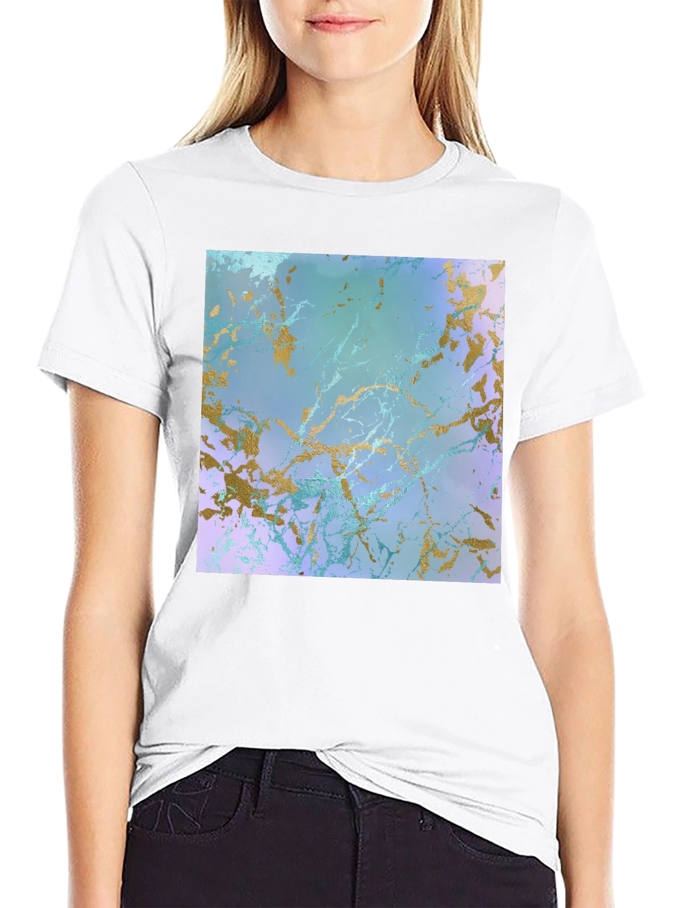 Abstract Marble Print Black T-Shirt