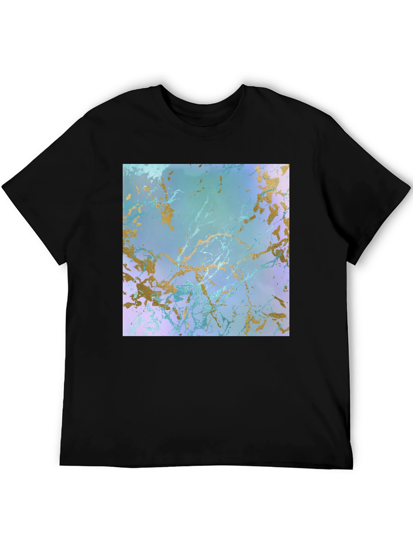 Abstract Marble Print Black T-Shirt