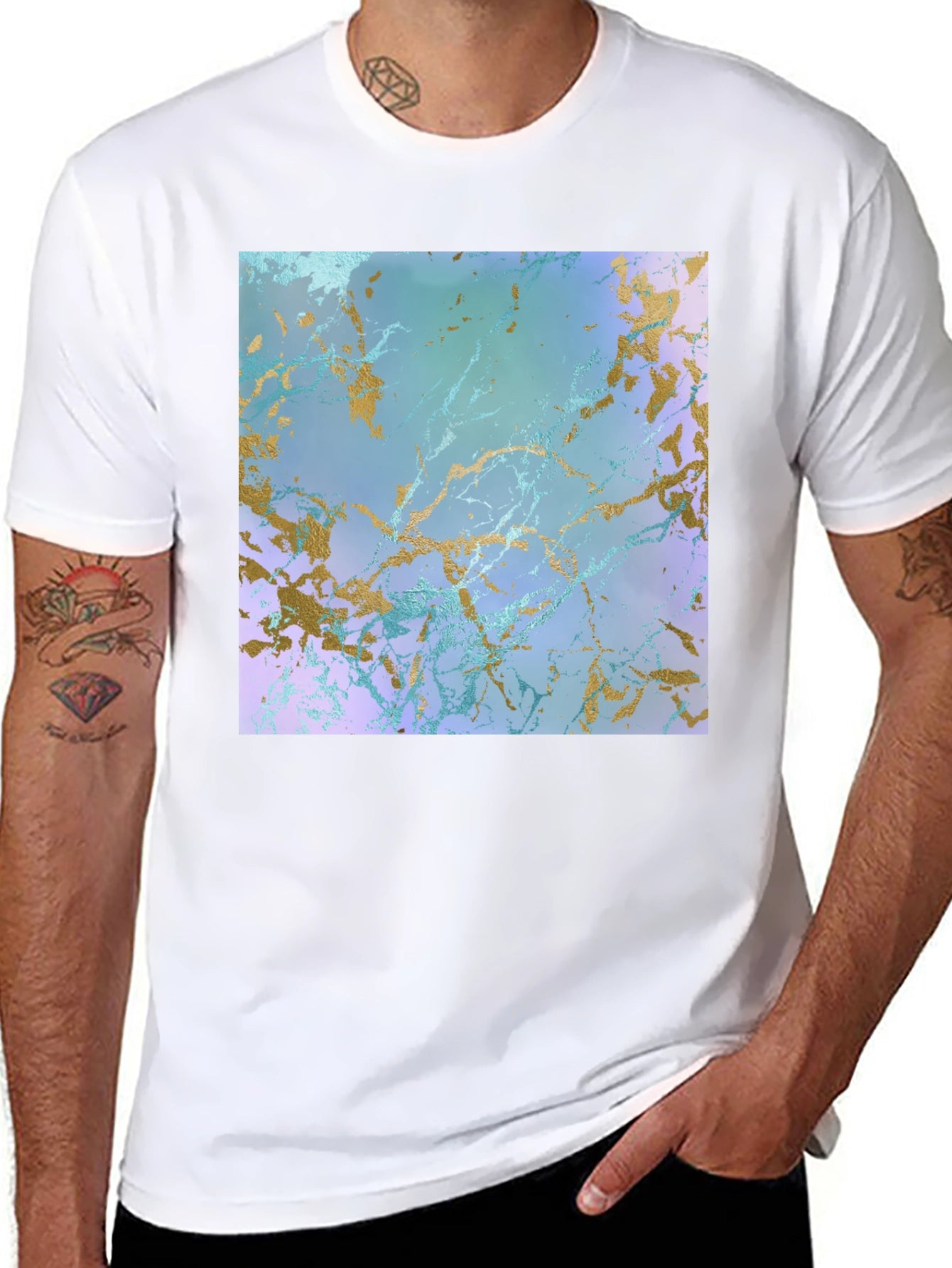 Abstract Marble Print Black T-Shirt