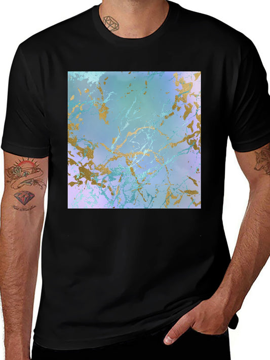 Abstract Marble Print Black T-Shirt