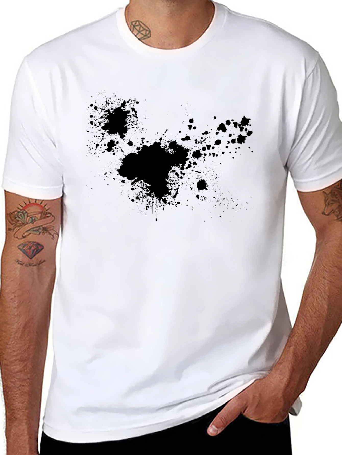 Mens Black Splatter Print T-Shirt