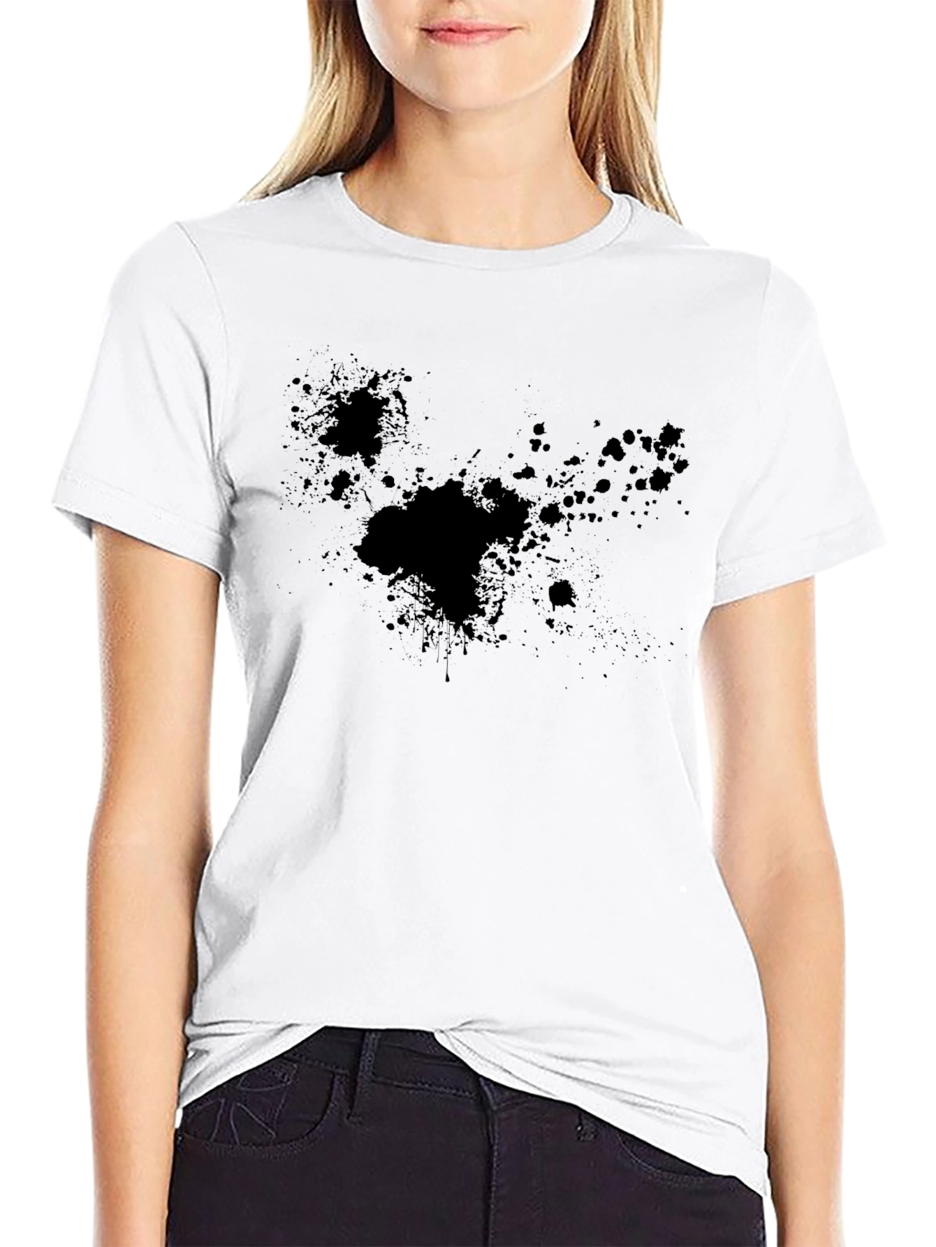 Mens Black Splatter Print T-Shirt