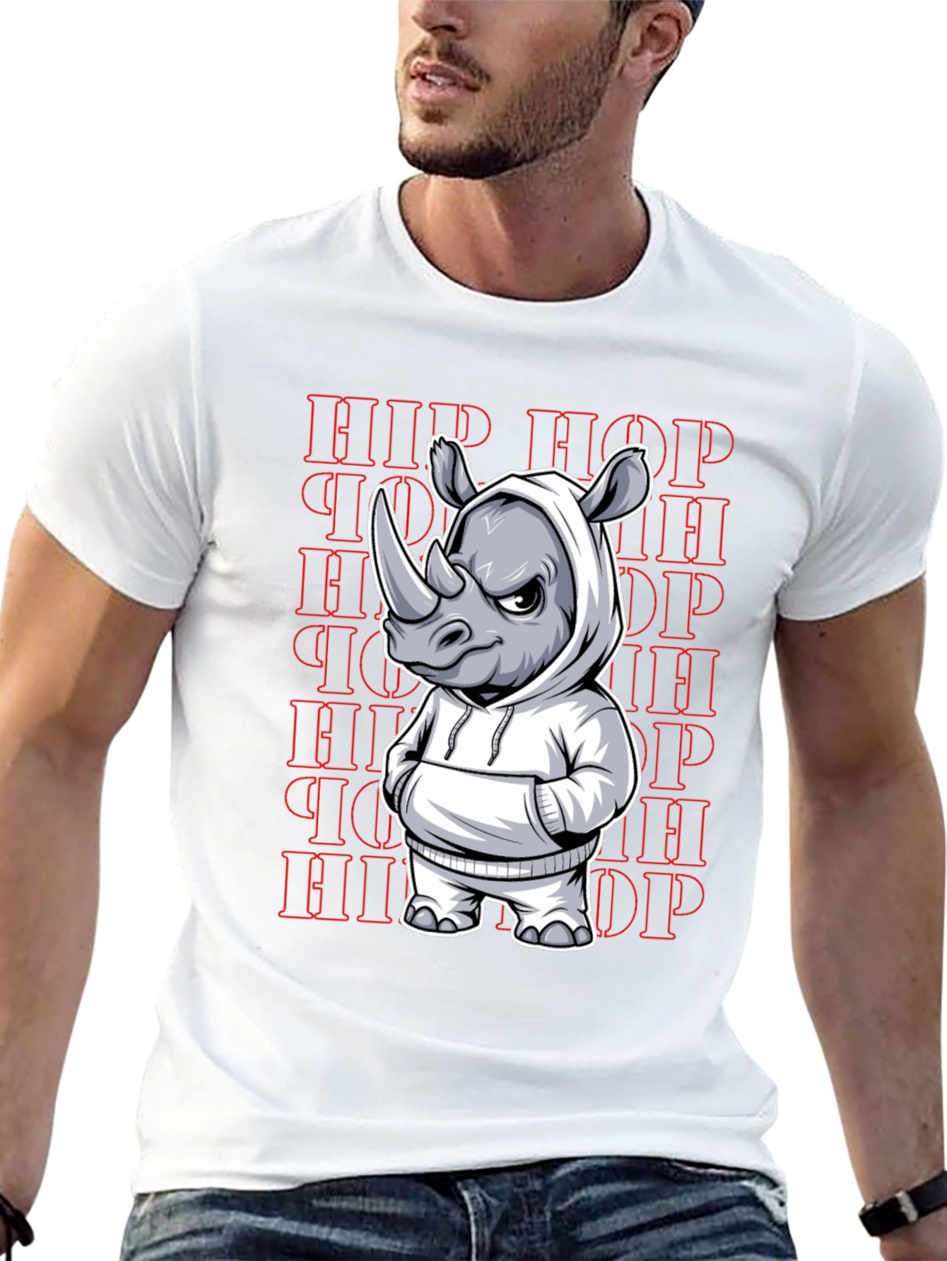 Hip Hop Rhino Graphic Tee - Urban Streetwear