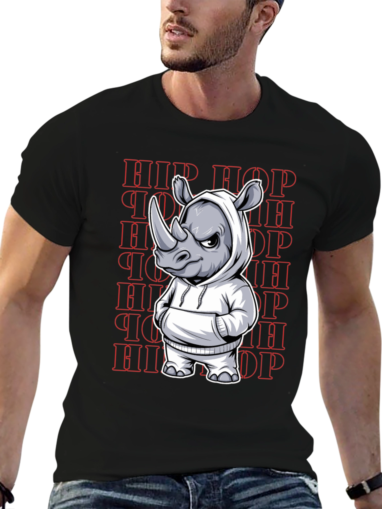 Hip Hop Rhino Graphic Tee - Urban Streetwear