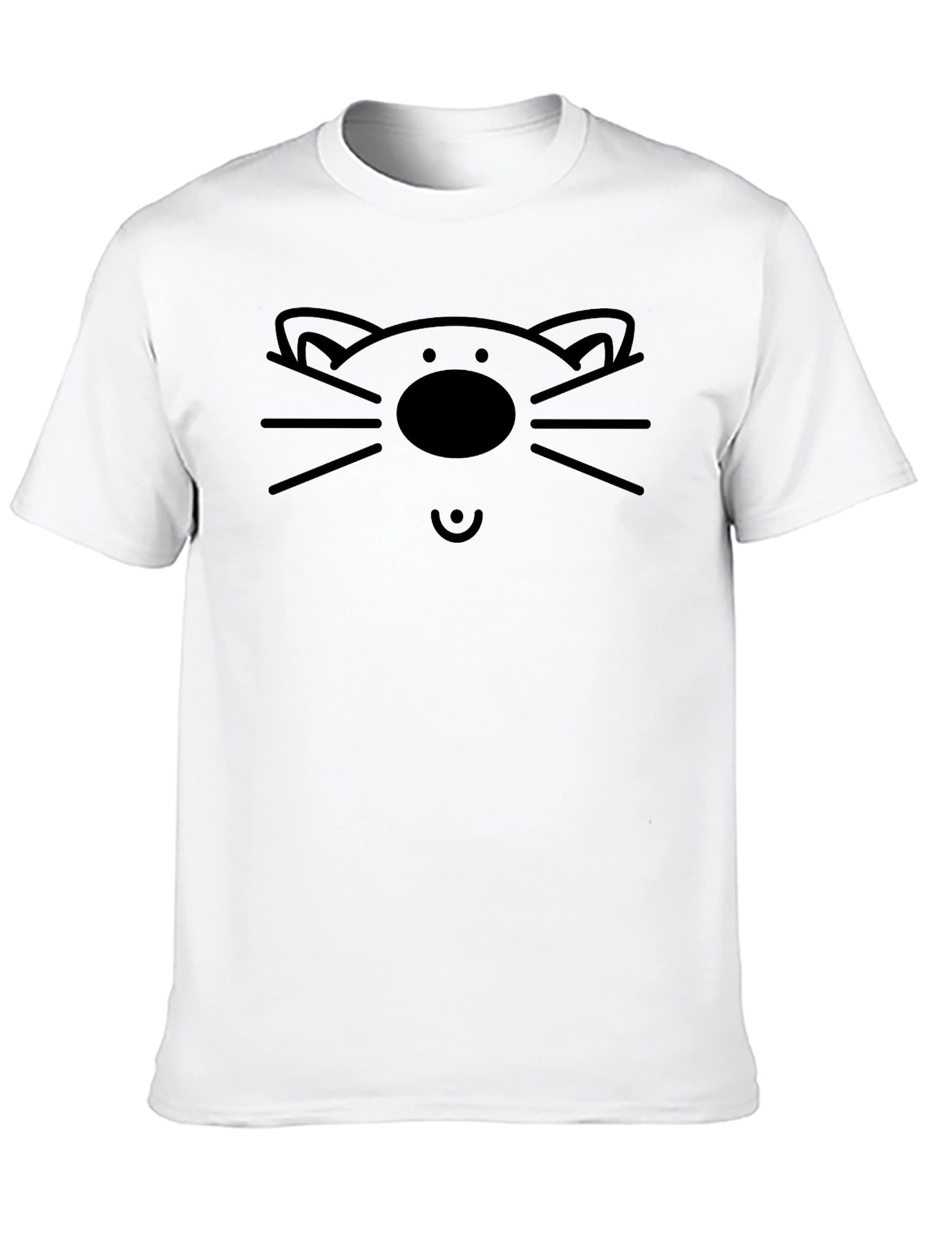 Cute Cat Face Graphic T-Shirt - Black