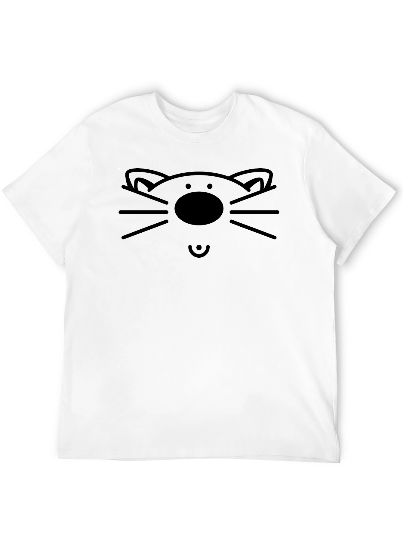 Cute Cat Face Graphic T-Shirt - Black