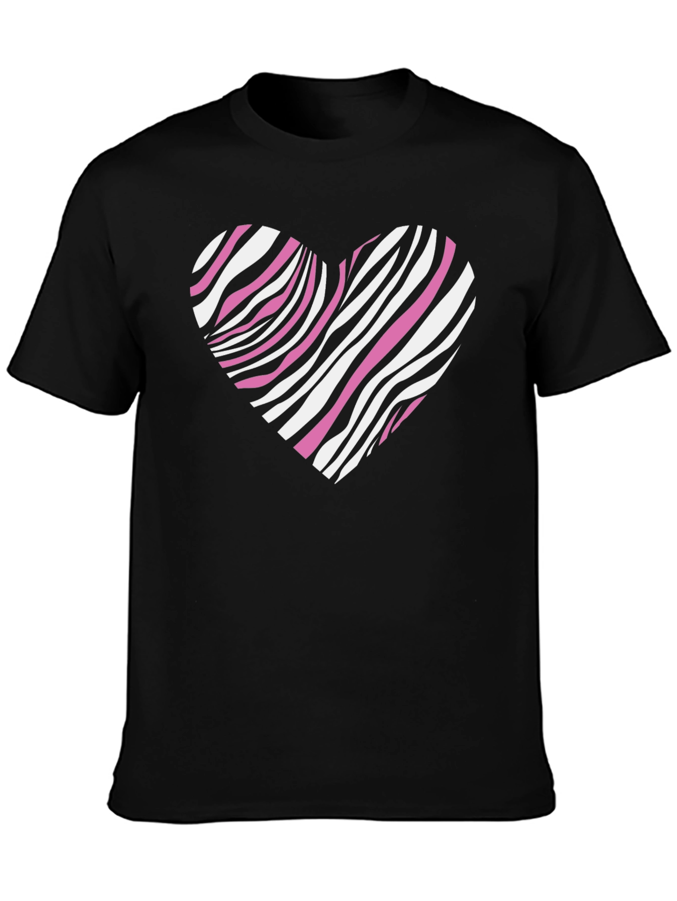 Zebra Heart Graphic Black T-Shirt