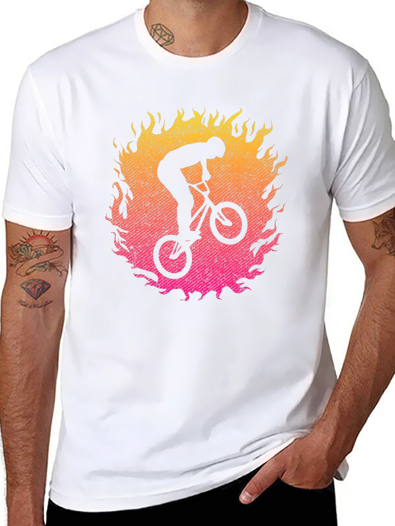 BMX Rider in Flames Graphic T-Shirt