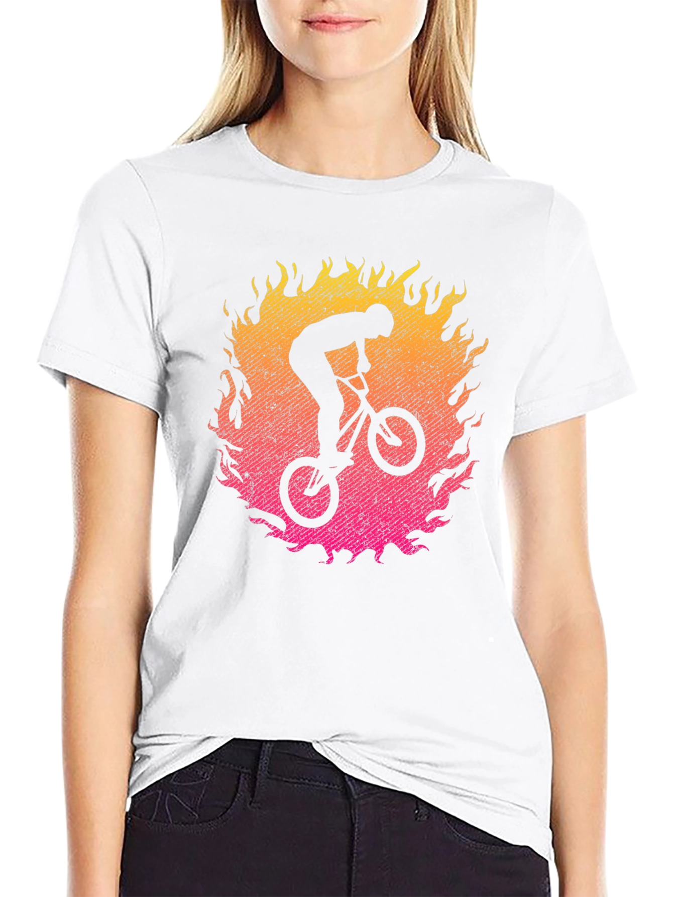 BMX Rider in Flames Graphic T-Shirt