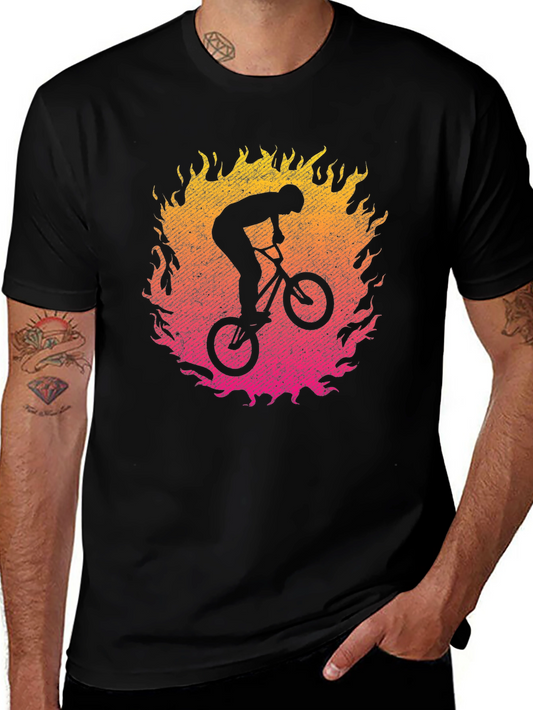 BMX Rider in Flames Graphic T-Shirt