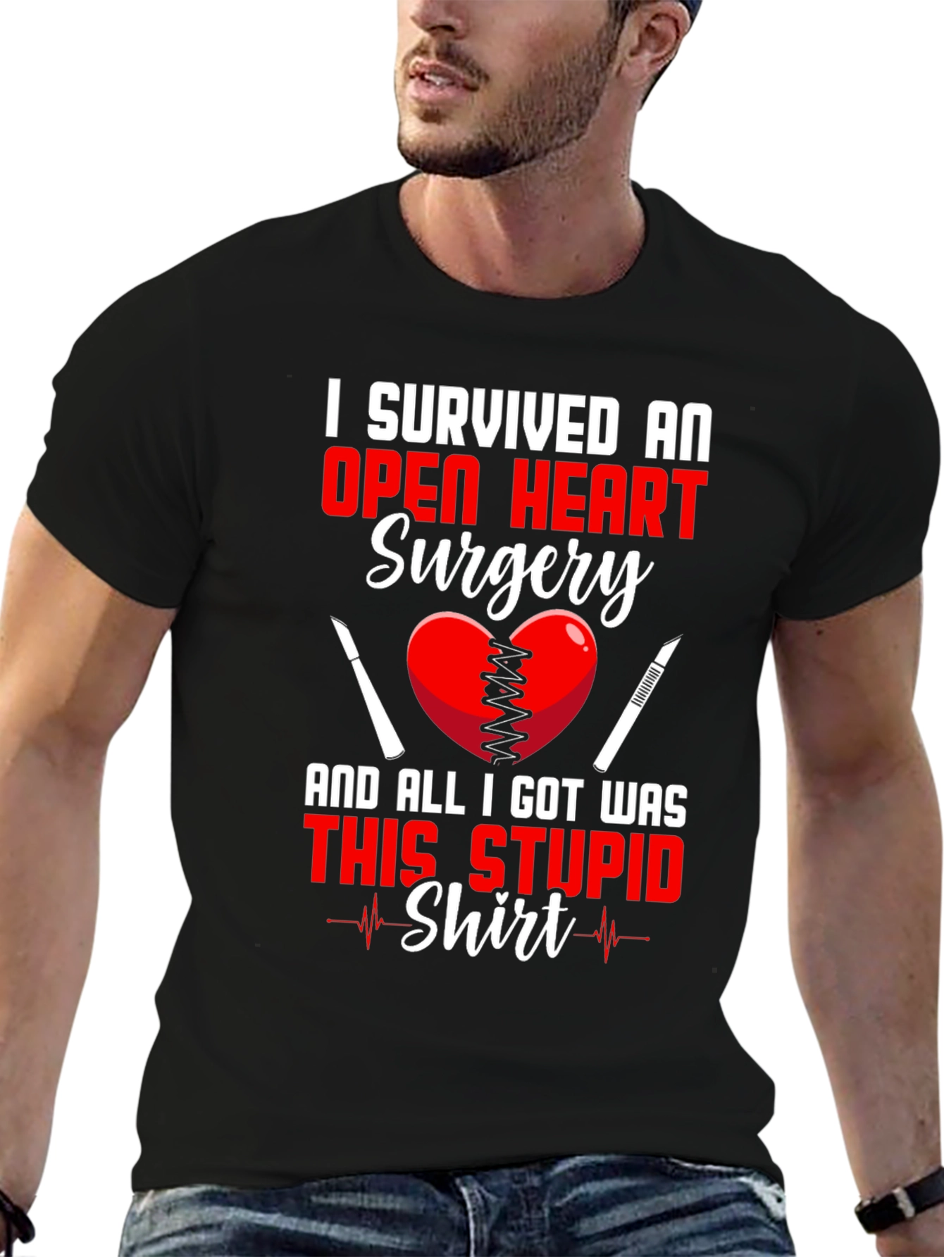 Open Heart Surgery Survivor Graphic T-Shirt