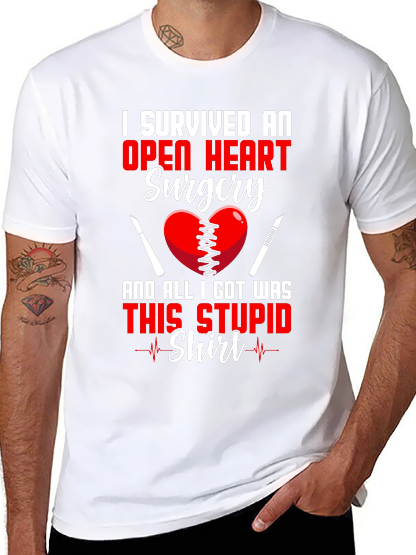 Open Heart Surgery Survivor Graphic T-Shirt