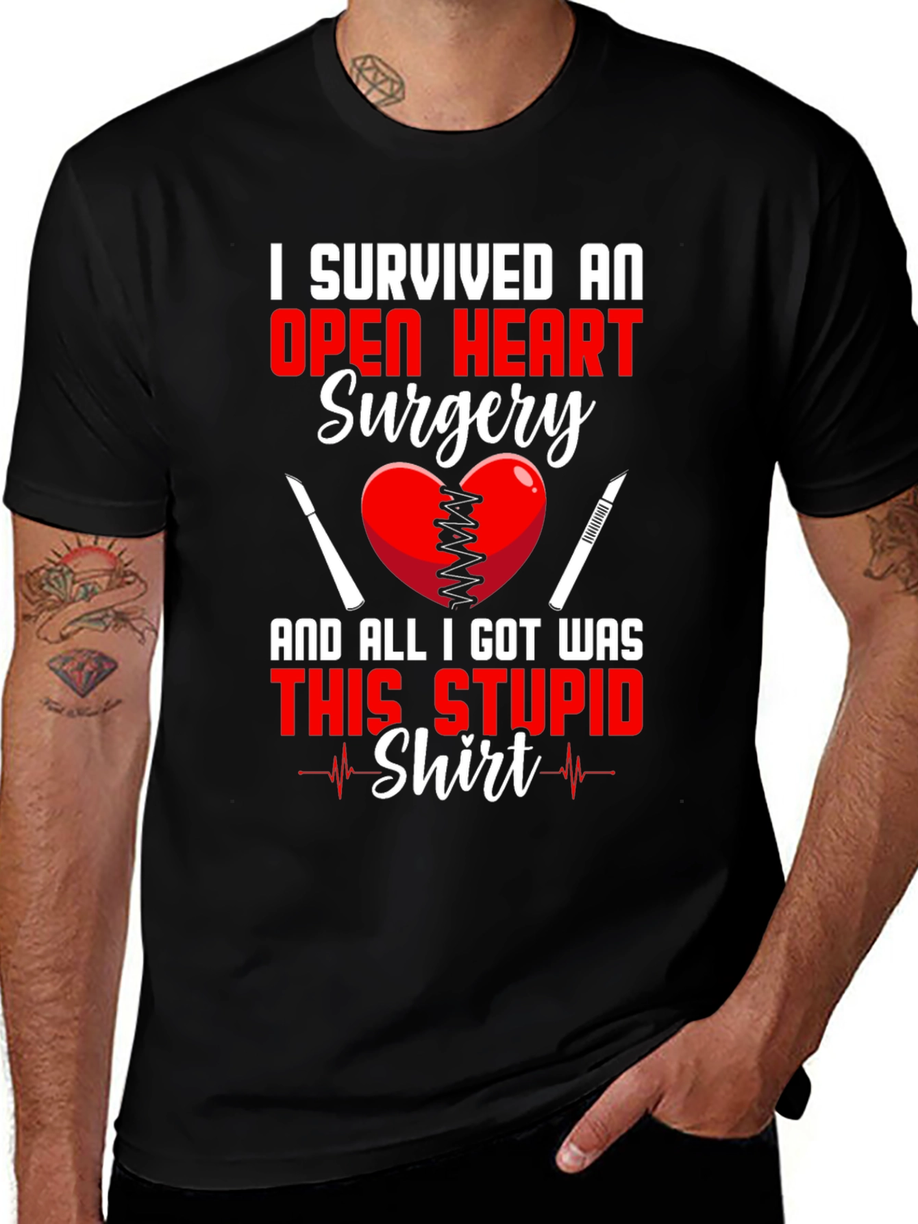 Open Heart Surgery Survivor Graphic T-Shirt