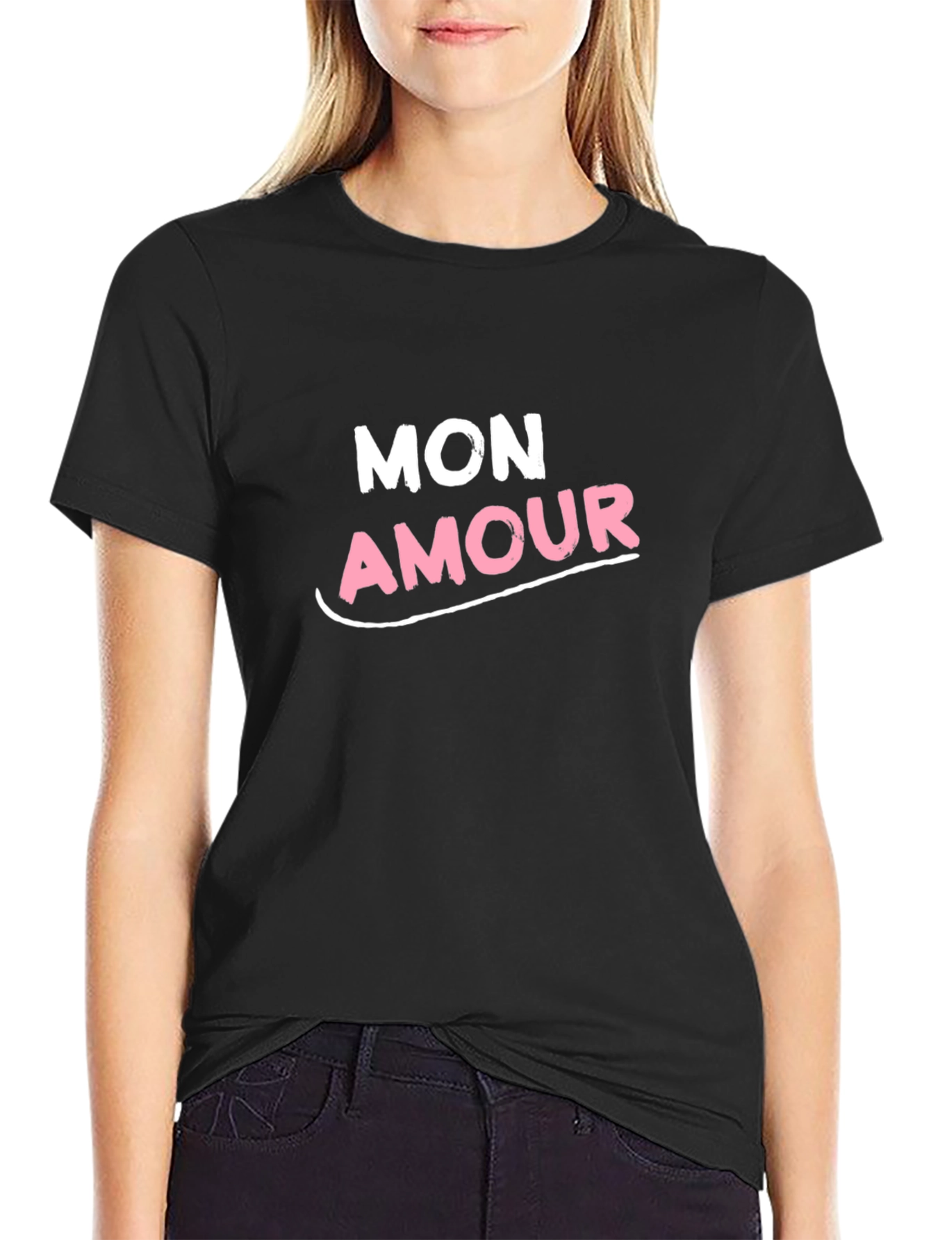 Mon Amour Graphic Tee - Black Crew Neck T-Shirt