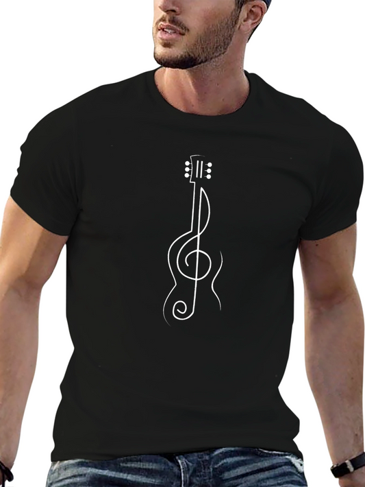 Guitar Clef Music Shirt - Black Crewneck Tee
