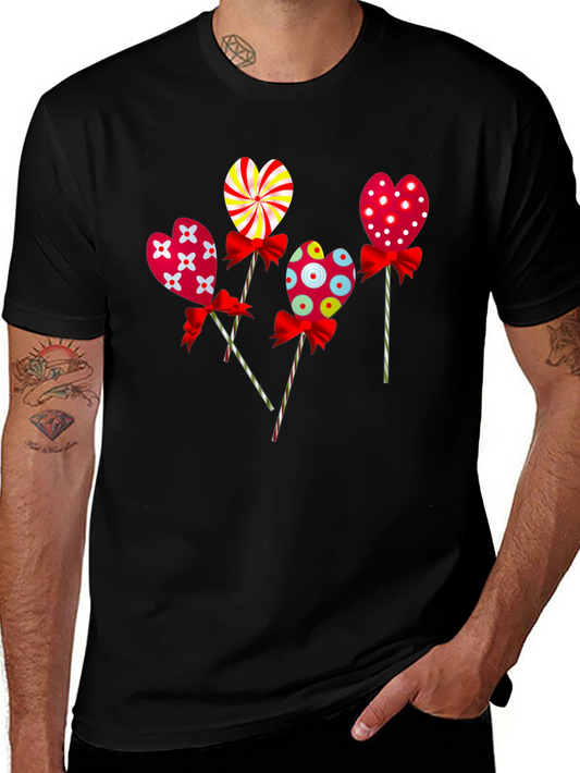 Heart Lollipop Graphic Tee - Cute Candy Design