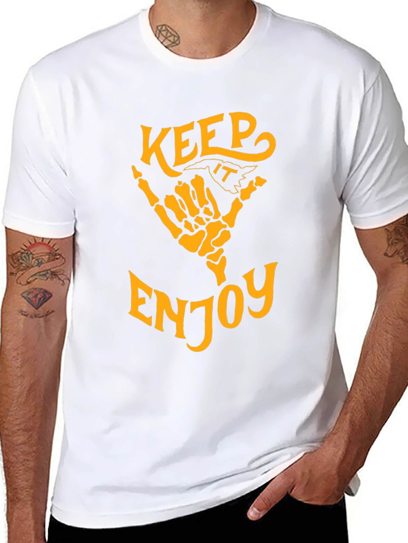 Keep It Enjoy Skeleton Hand Graphic T-Shirt