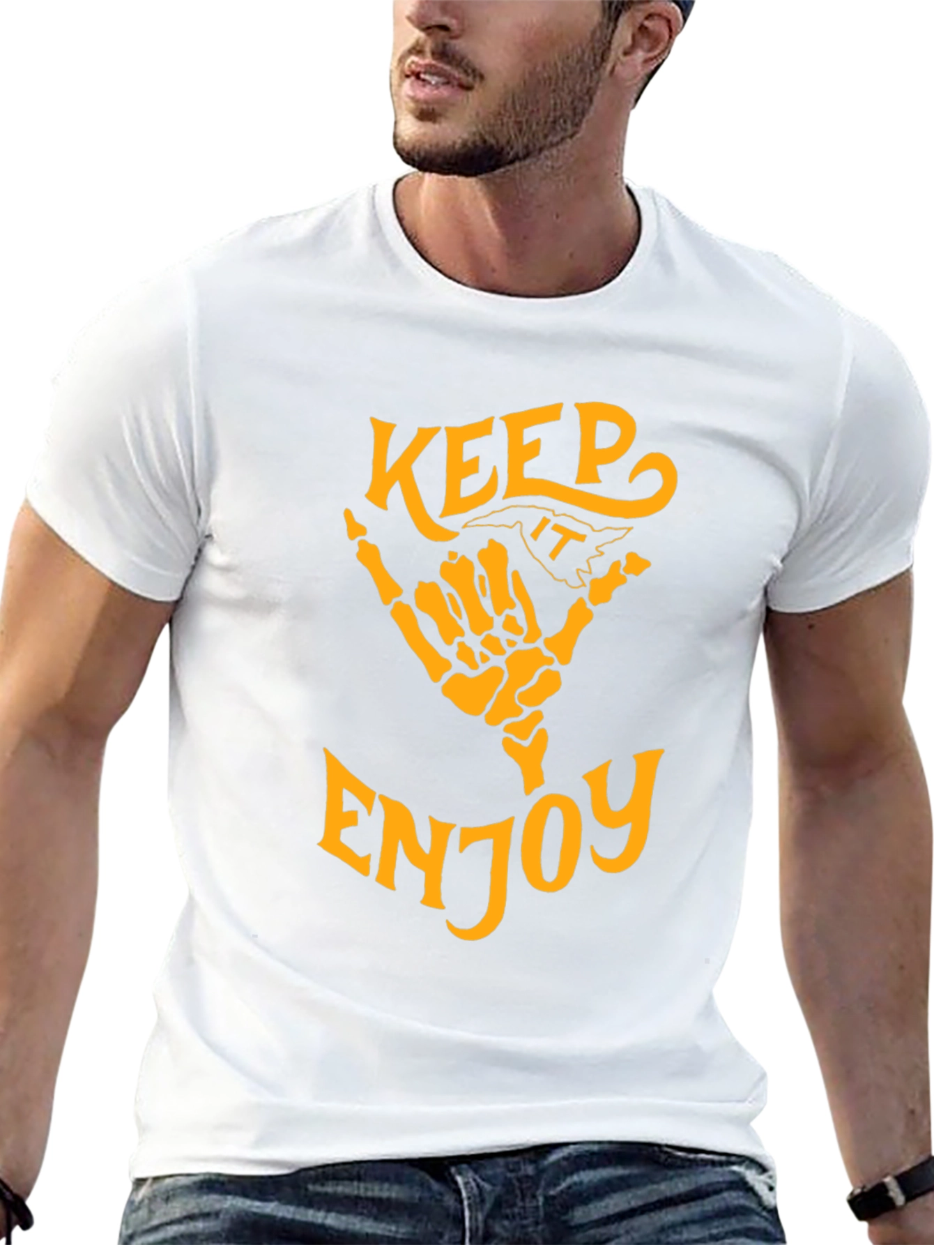 Keep It Enjoy Skeleton Hand Graphic T-Shirt