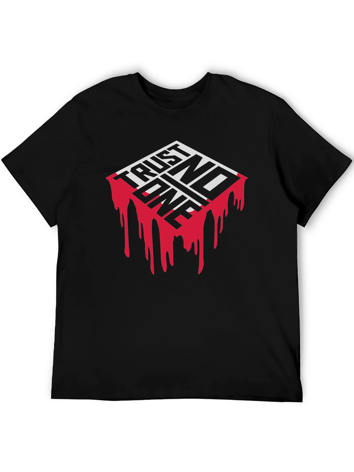 Trust No One Graphic Print Black T-Shirt