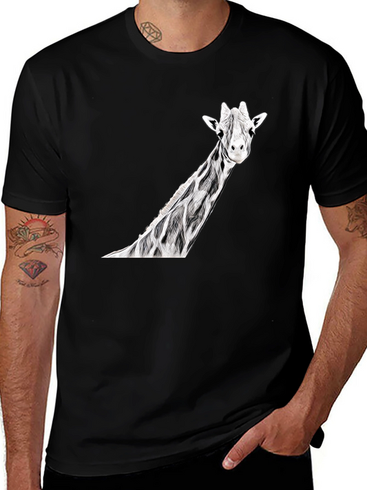 Giraffe Print Black T-Shirt | Unique Animal Tee