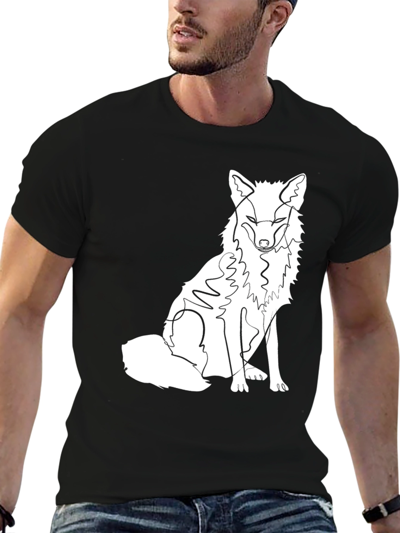 Fox Line Art Graphic Tee - Stylish Casual Wear