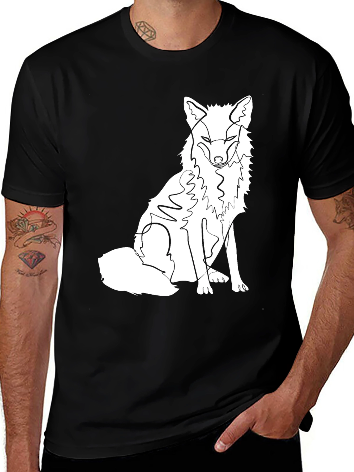 Fox Line Art Graphic Tee - Stylish Casual Wear
