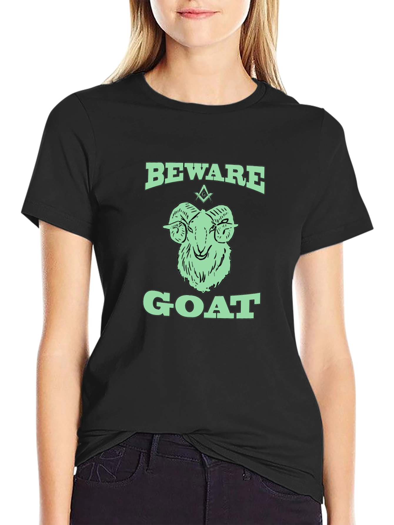 Beware Goat Graphic Tee - Black Cotton T-Shirt