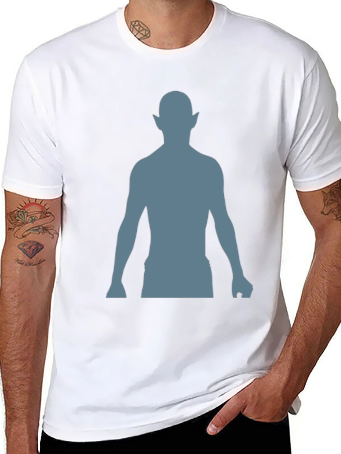 Silhouette Elf Graphic Tee - Black Cotton Blend Shirt
