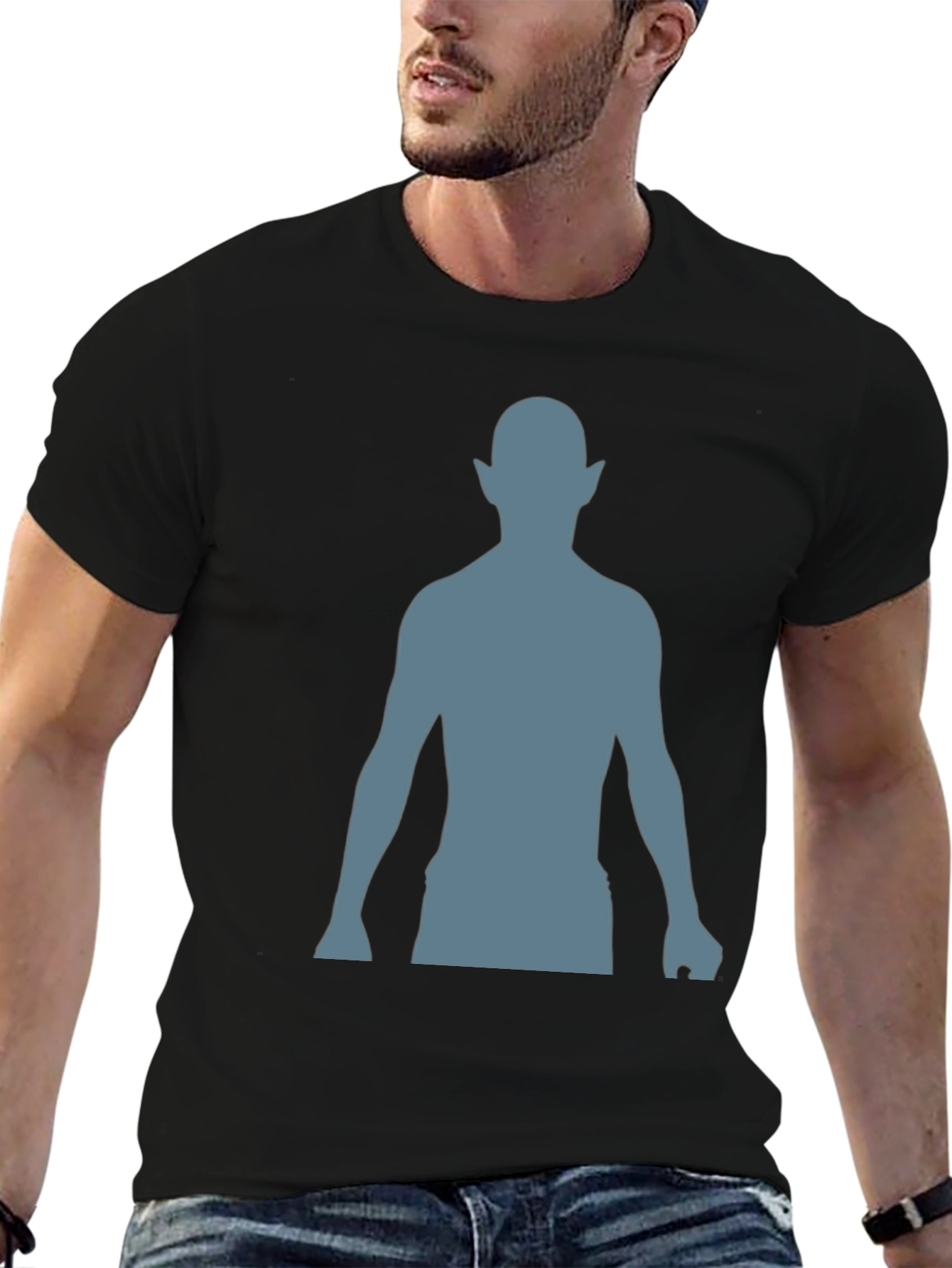 Silhouette Elf Graphic Tee - Black Cotton Blend Shirt