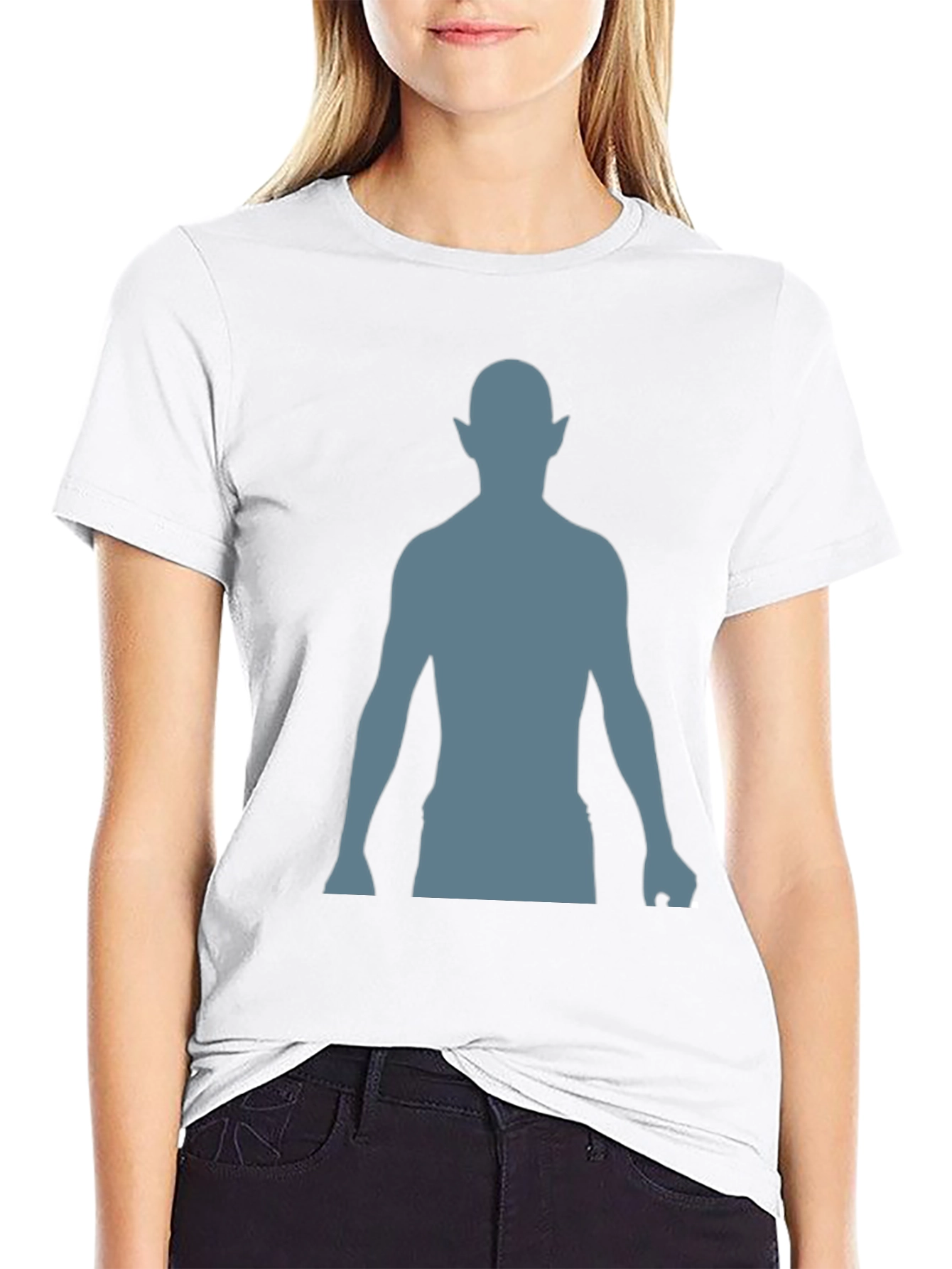 Silhouette Elf Graphic Tee - Black Cotton Blend Shirt