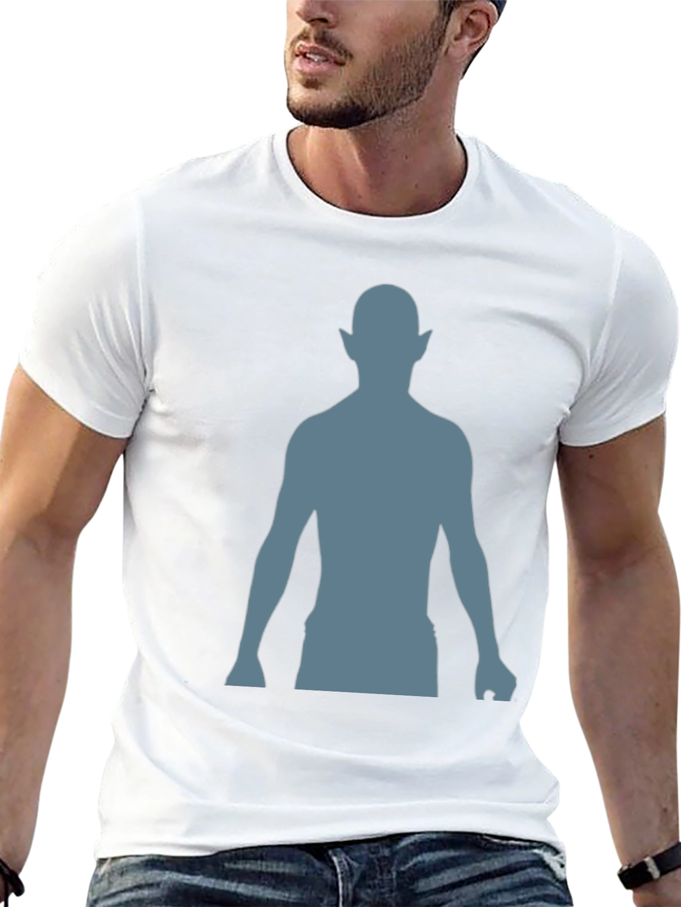 Silhouette Elf Graphic Tee - Black Cotton Blend Shirt