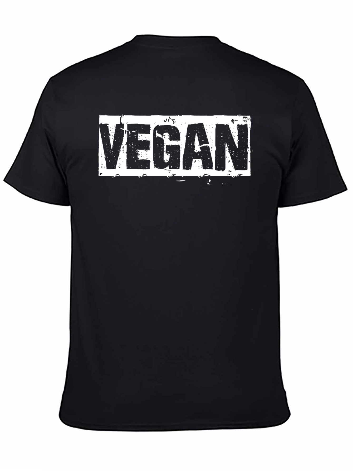 Vegan Graphic T-Shirt - Black Distressed Print