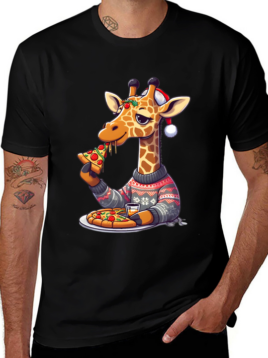 Giraffe Pizza Christmas T-Shirt