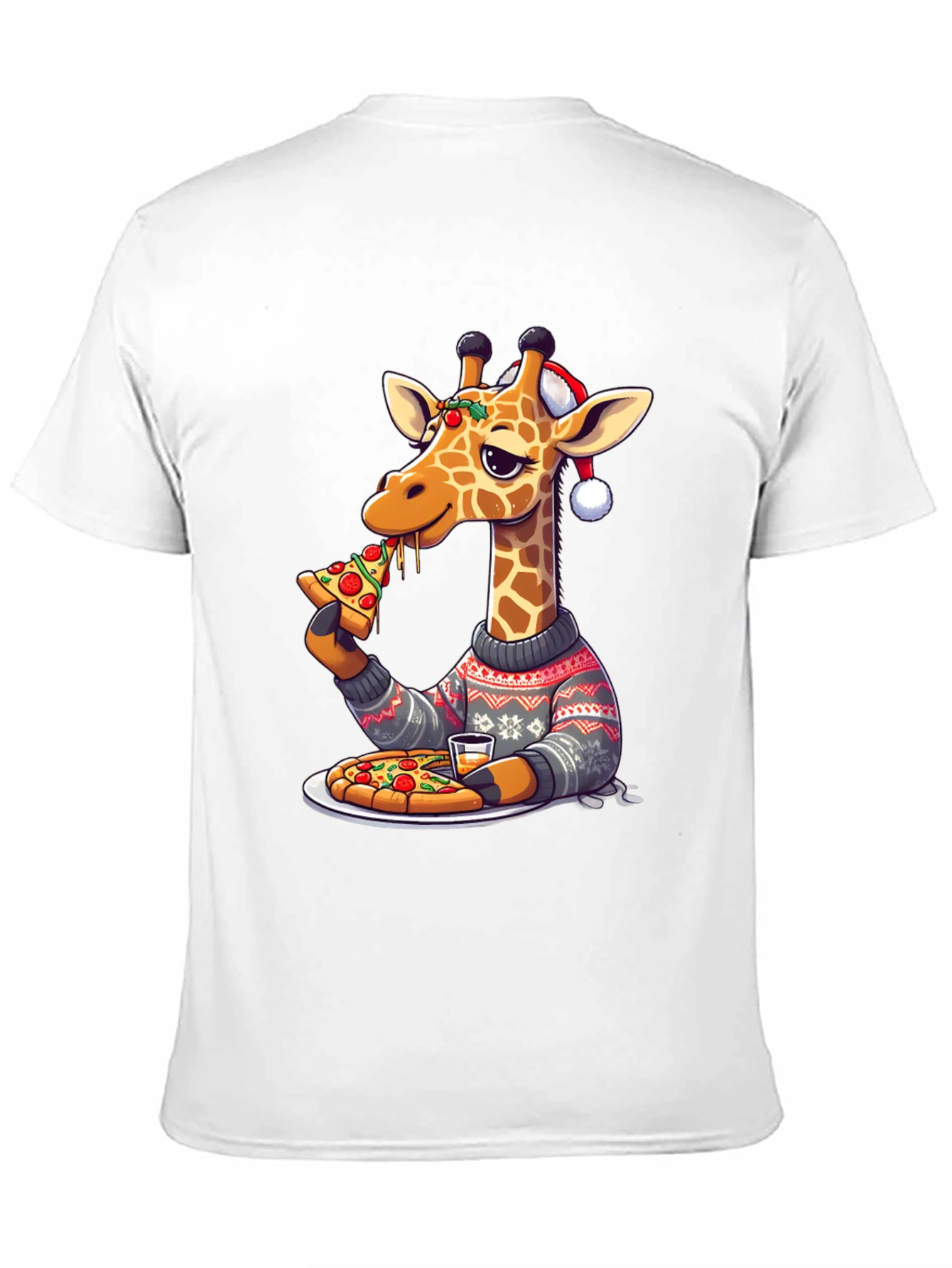 Giraffe Pizza Christmas T-Shirt