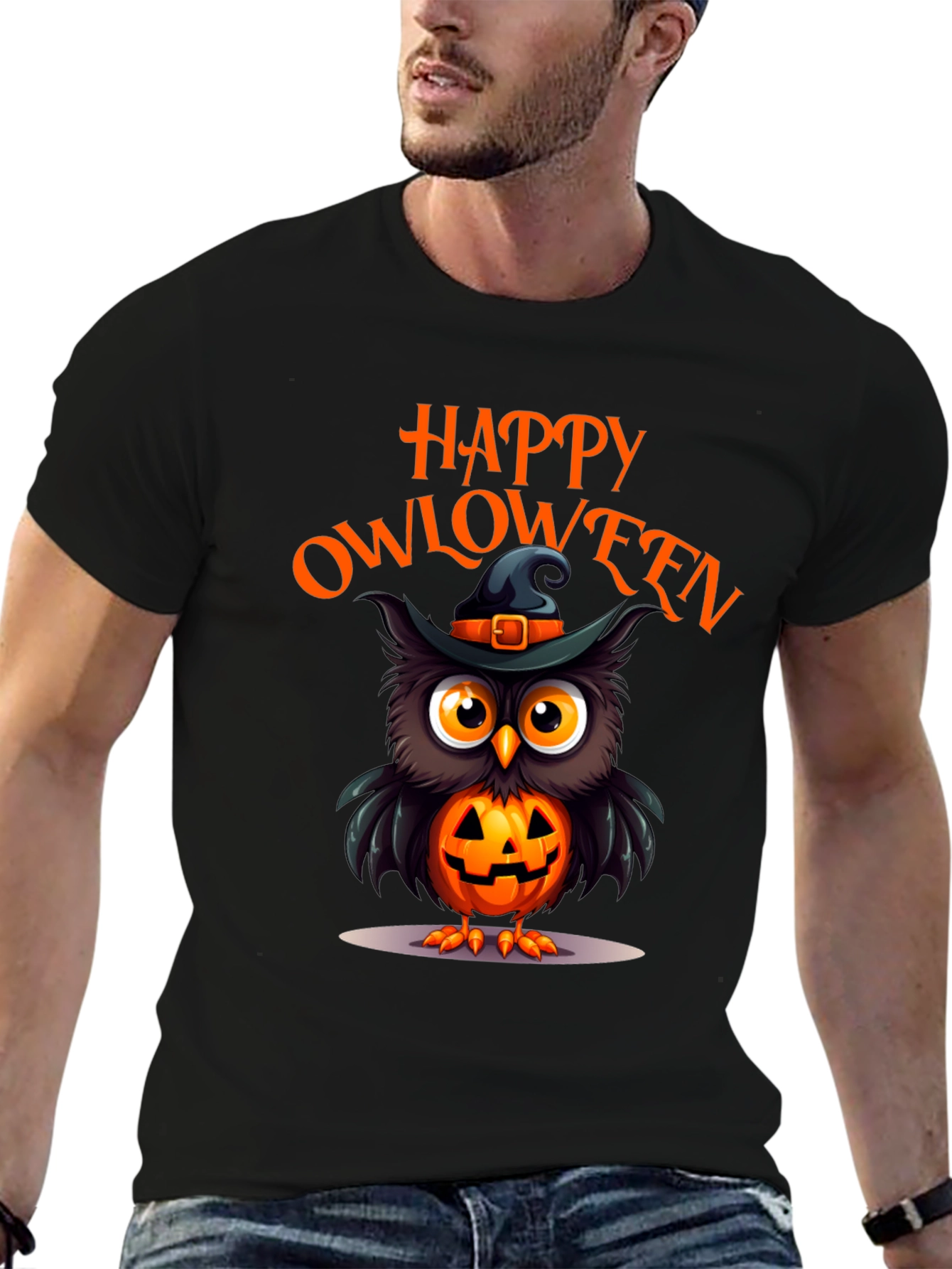 Happy Owloween Black T-Shirt