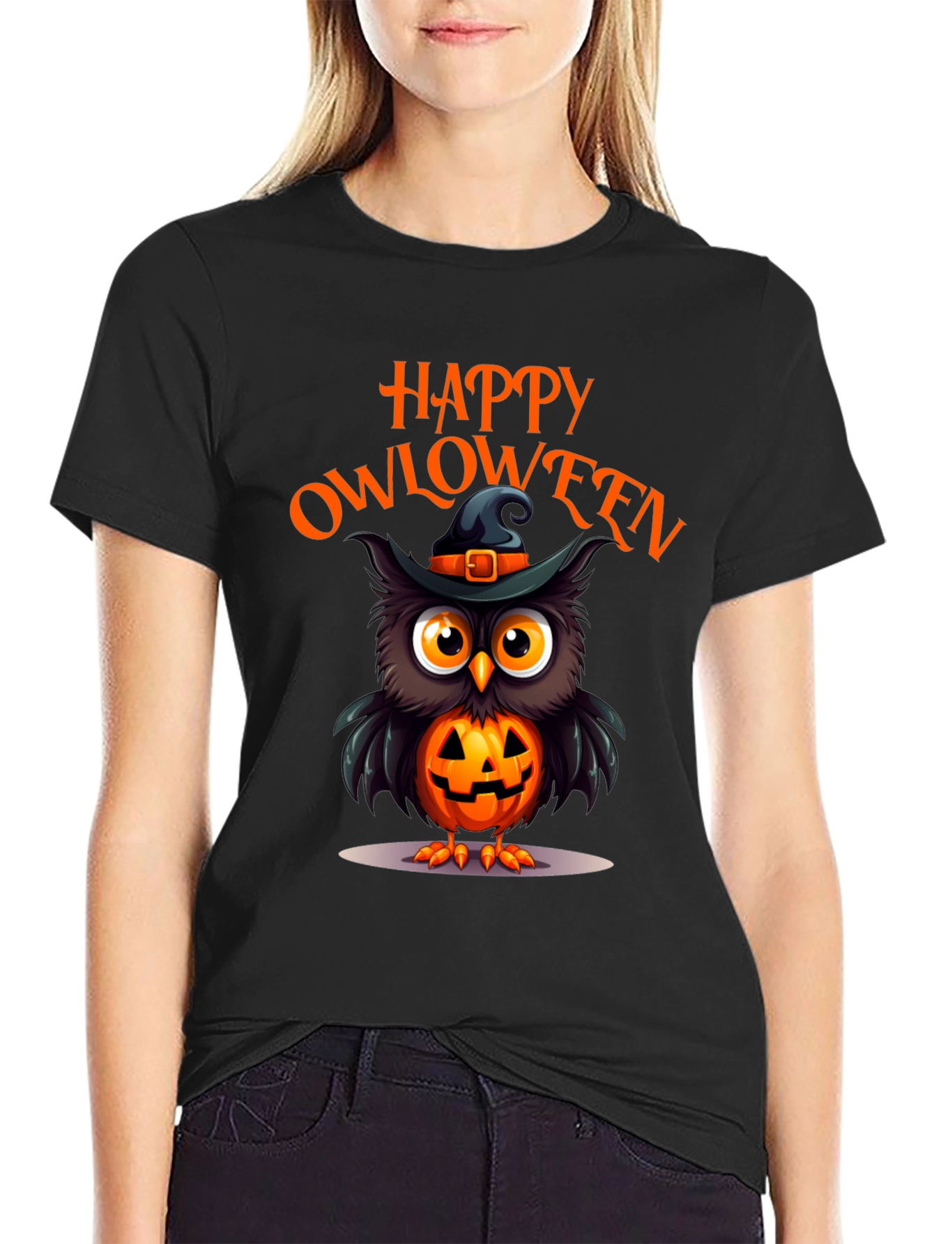 Happy Owloween Black T-Shirt
