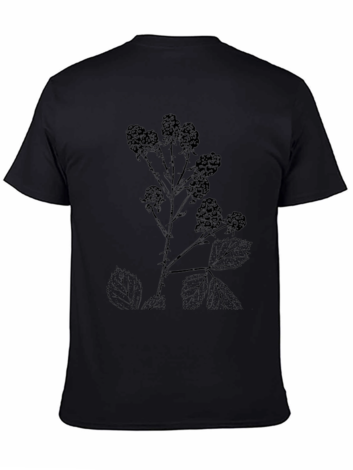 Blackberry Print Black T-Shirt