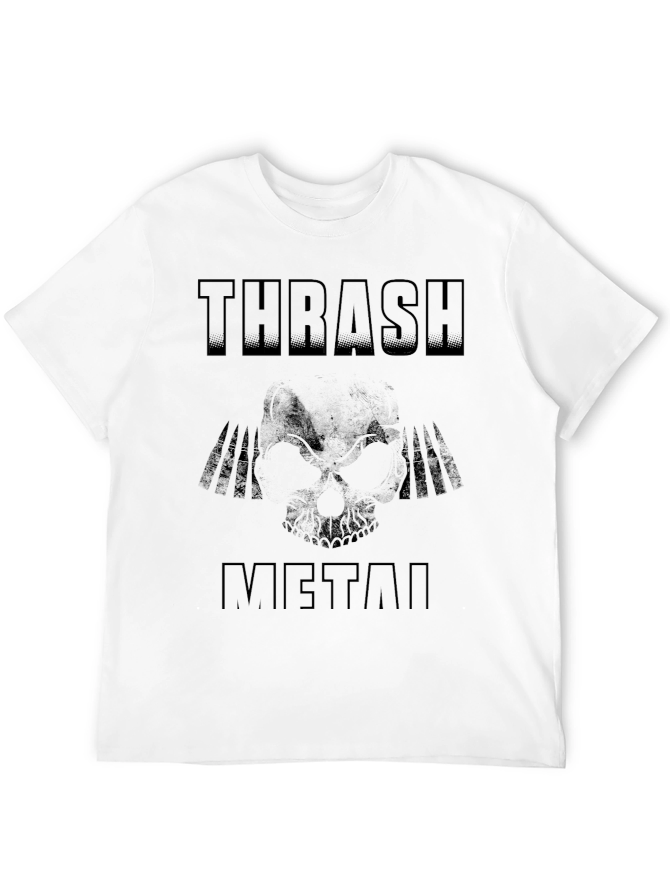Thrash Metal Skull Graphic T-Shirt