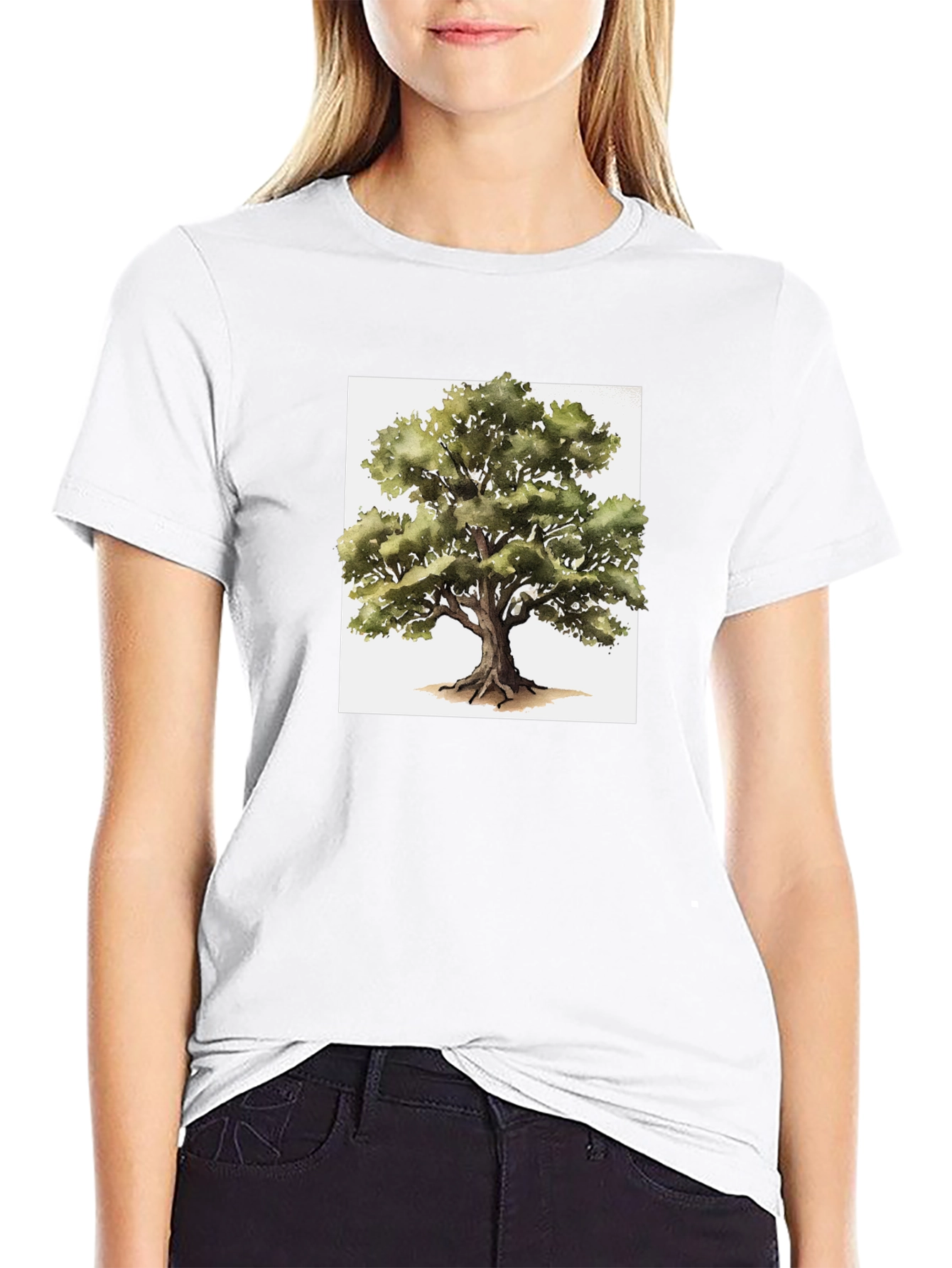 Nature Tree Graphic Tee - Black Cotton T-Shirt