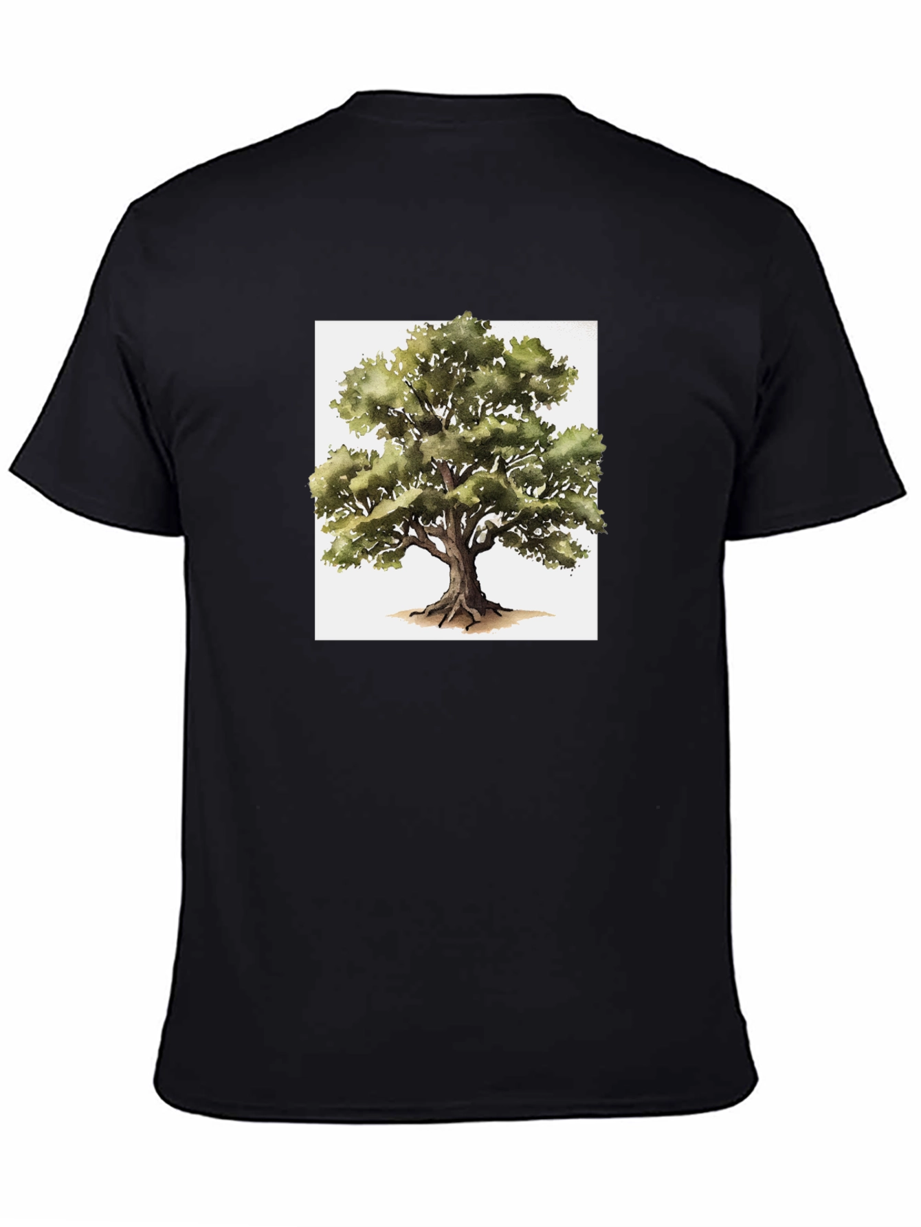 Nature Tree Graphic Tee - Black Cotton T-Shirt