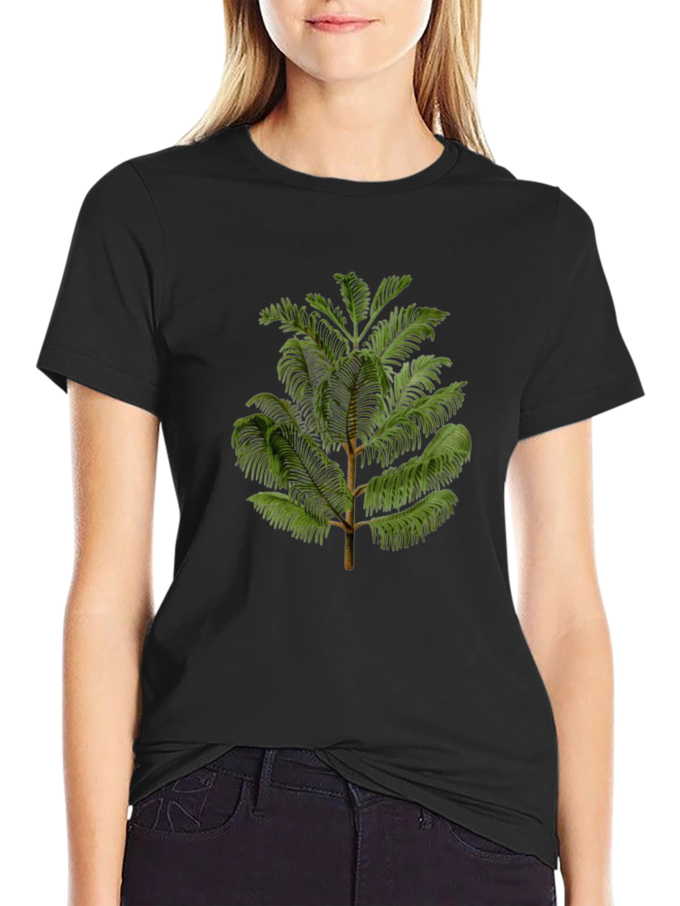 Botanical Tree Graphic Black T-Shirt